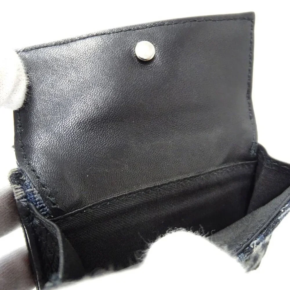 Dior Wallet Trifold Blue Jacquard Navy Mini